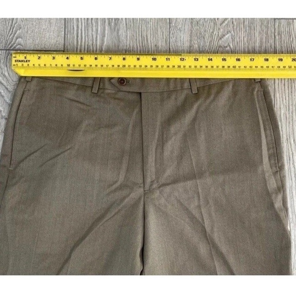 Brooks Brothers 346‎ Dress Pants Mens 37x32 Taupe Brown Wool Blend Flat Front - Picture 6 of 7